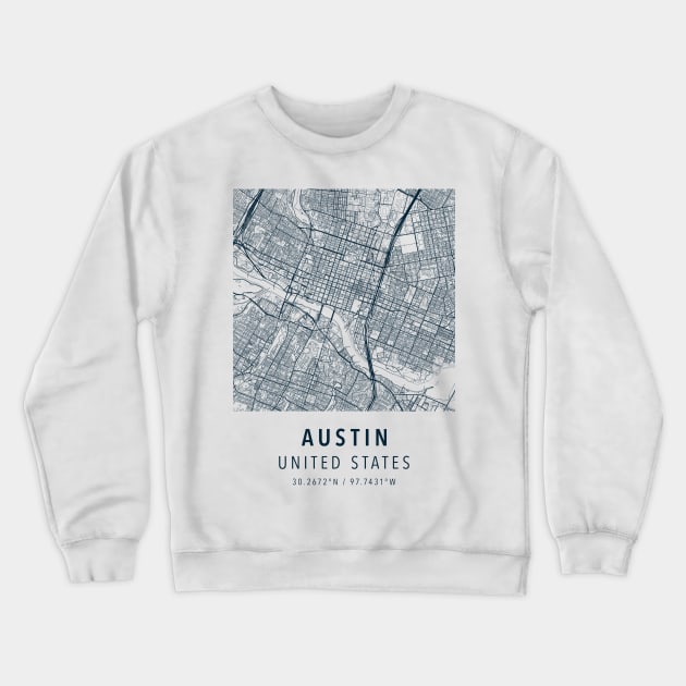 austin simple map Crewneck Sweatshirt by boy cartograph